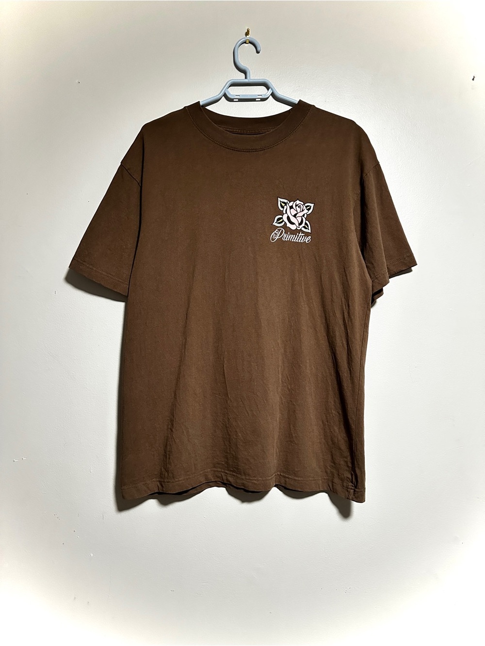Primitive Brown Short Sleeve Tee with Rose Chest Graphic